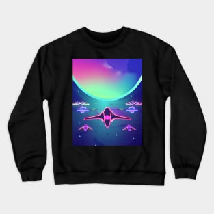 Space Ships Oil Painting Crewneck Sweatshirt